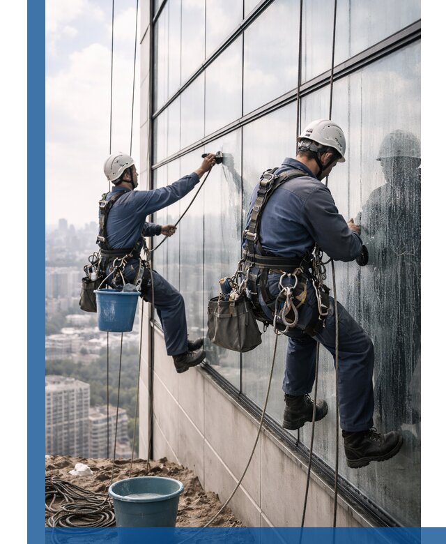 Профессиональная мойка фасадных окон альпинистами в Рассказове