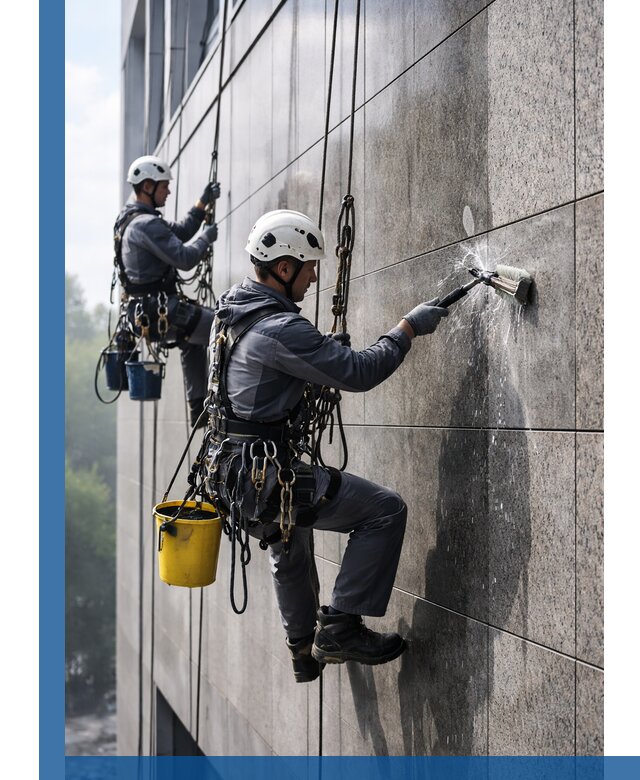 Профессиональная мойка фасада из керамогранита в Рассказове