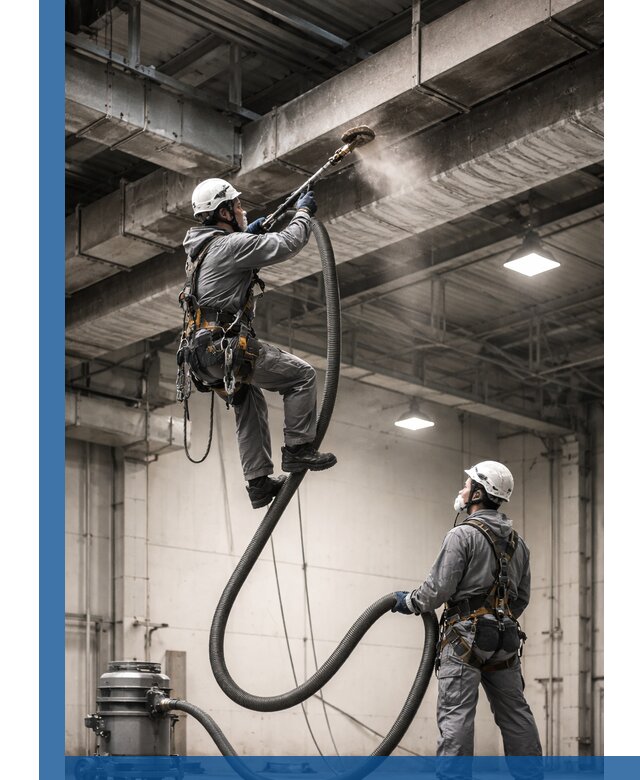 Обеспыливание потолочных конструкций в Рассказове промышленным альпинизмом