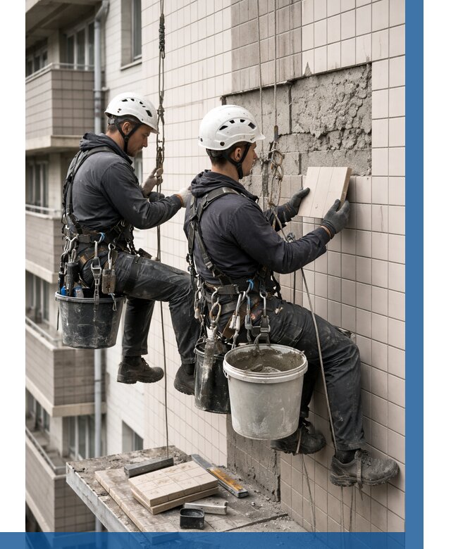 Ремонт облицовки фасада плиткой в Рассказове от 1839 р. | ВЫСОТНИК-Рсз