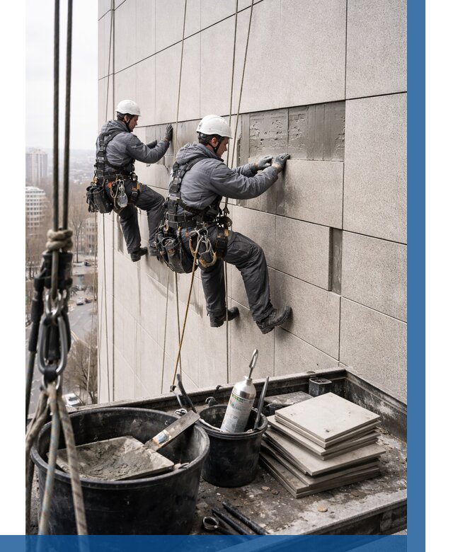 Ремонт фасада из керамогранита в Рассказове от 2554 р. | ВЫСОТНИК-Рсз