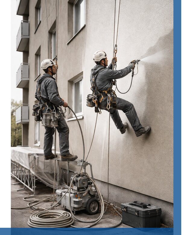 Безвоздушная покраска фасада в Рассказове от 225 р/м² | ВЫСОТНИК-Рсз