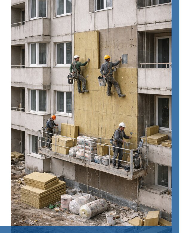 Утепление фасада минватой в Рассказове от 1532 р. | ВЫСОТНИК-Рсз