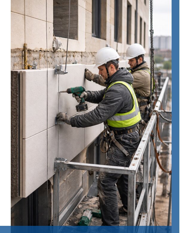 Монтаж фасадных термопанелей в Рассказове от 1532 р. | ВЫСОТНИК-Рсз