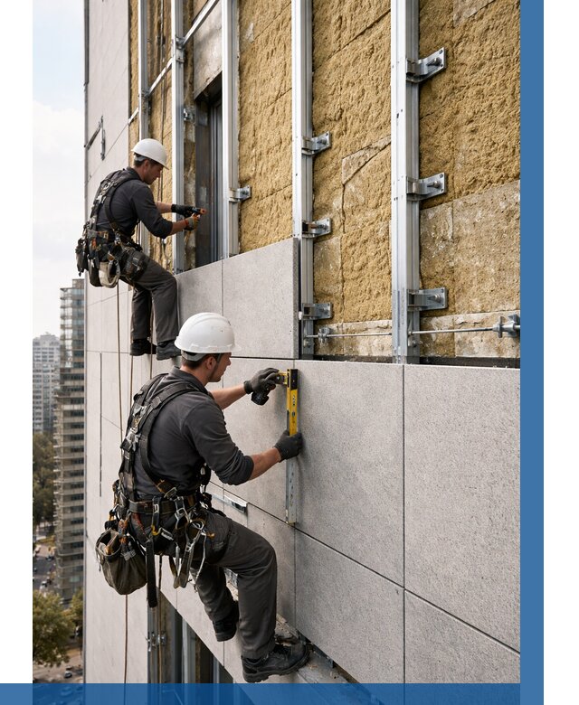 Монтаж вентилируемого фасада в Рассказове от 3575 р. | ВЫСОТНИК-Рсз