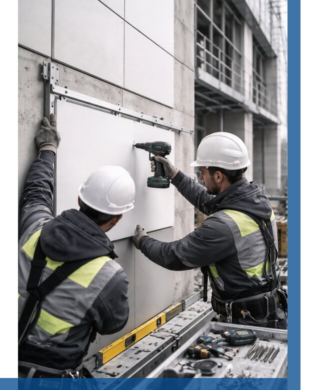 Монтаж композитных панелей фасада в Рассказове от 2554 р. | ВЫСОТНИК-Рсз