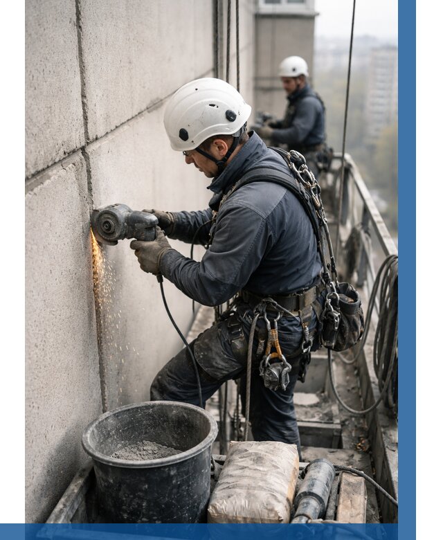 Штробление межпанельных швов в Рассказове от 1226 р. | ВЫСОТНИК-Рсз