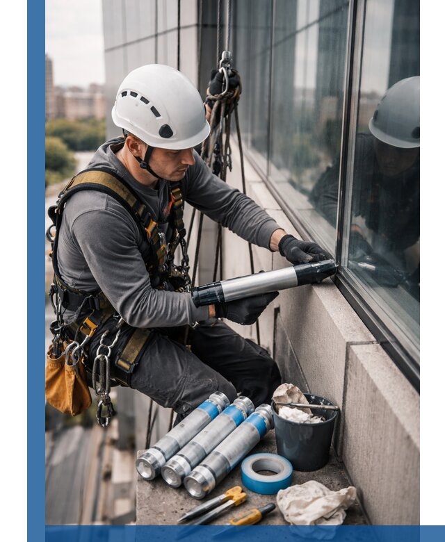 Герметизация стыков витража в Рассказове для герметичных фасадов
