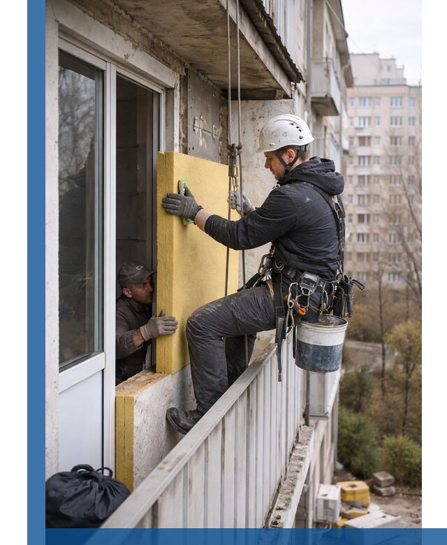 Профессиональное утепление балкона снаружи в Рассказове под ключ