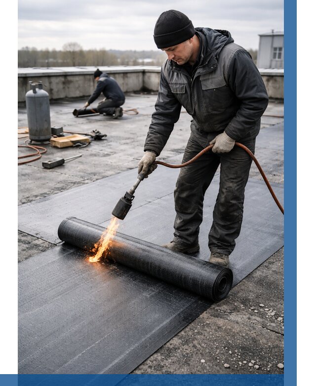 Ремонт наплавляемой кровли в Рассказове от 715 р. | ВЫСОТНИК-Рсз