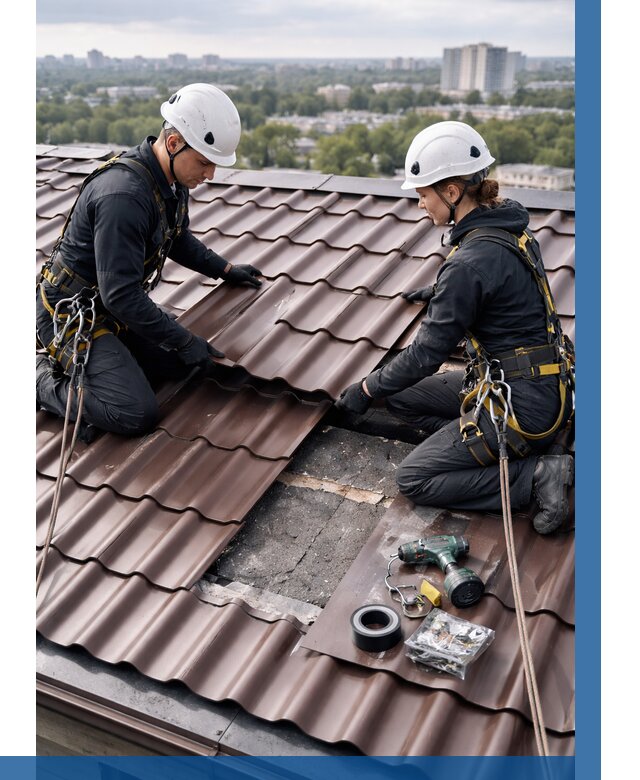 Ремонт металлочерепицы на крыше в Рассказове от 919 р. | ВЫСОТНИК-Рсз