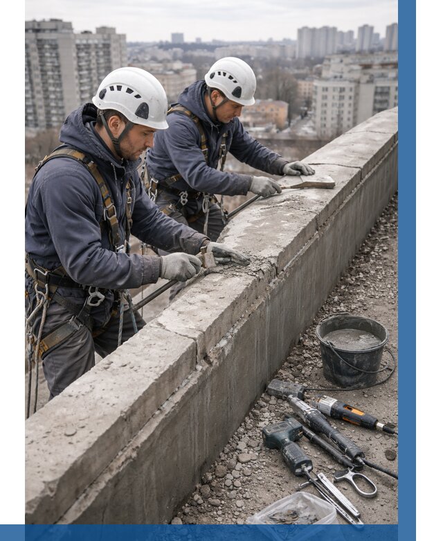 Ремонт парапета на кровле в Рассказове от 1532 р. | ВЫСОТНИК-Рсз