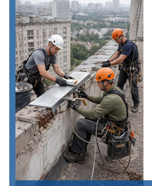 Ремонт парапета на кровле в Рассказове, высотные работы с гарантией