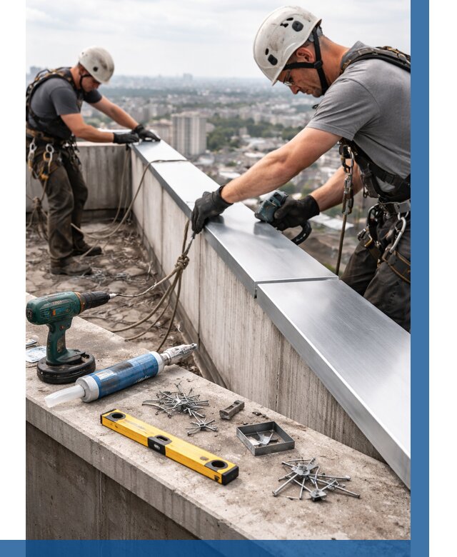 Монтаж парапетных крышек в Рассказове от 817 р. | ВЫСОТНИК-Рсз