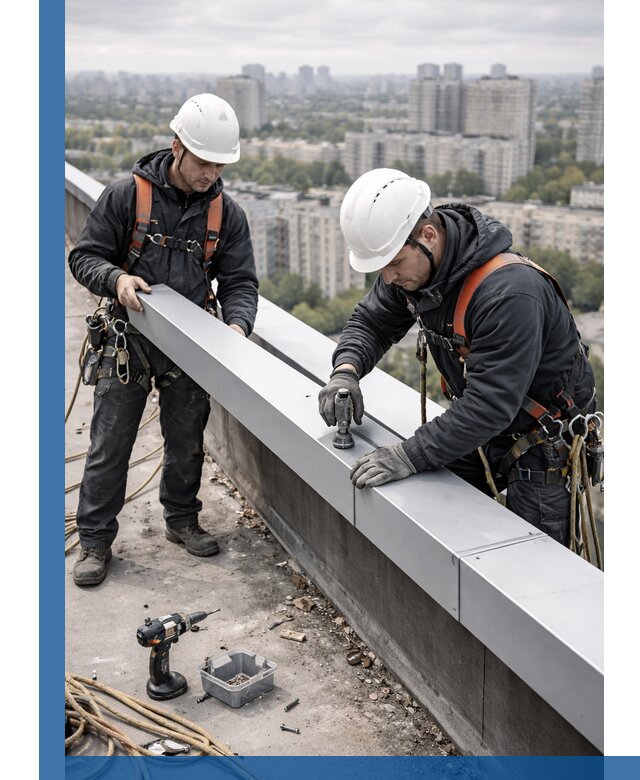 Монтаж парапетных крышек и ограждений кровли в Рассказове