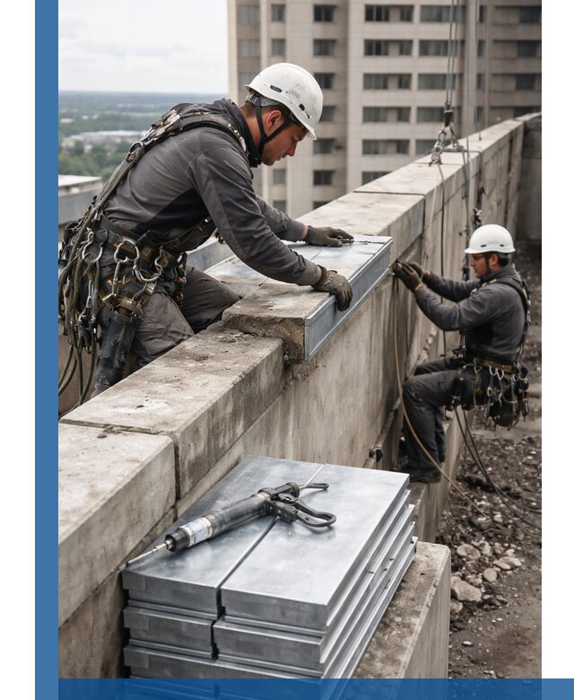 Замена парапетных крышек и установка новых в Рассказове