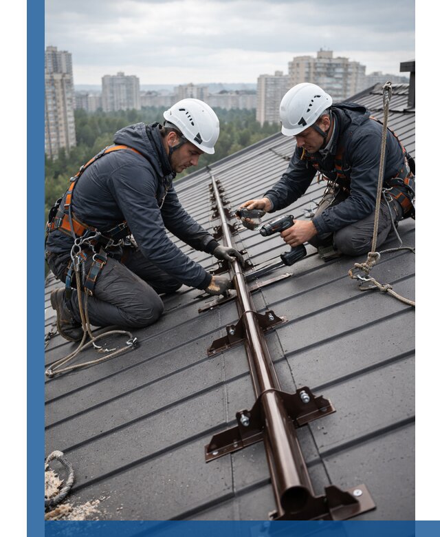 Монтаж снегозадержателей на кровле зданий в Рассказове под ключ