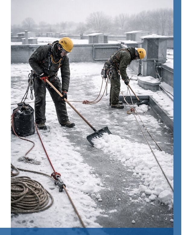 Очистка крыши от снега в Рассказове от 7661 р. | ВЫСОТНИК-Рсз