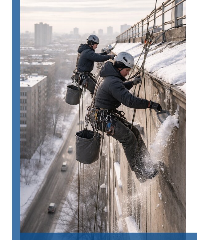 Очистка карнизов от снега в Рассказове профессионально и безопасно