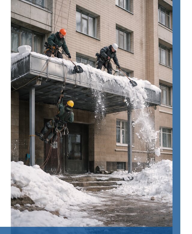 Очистка козырьков от снега в Рассказове от 3575 р. | ВЫСОТНИК-Рсз