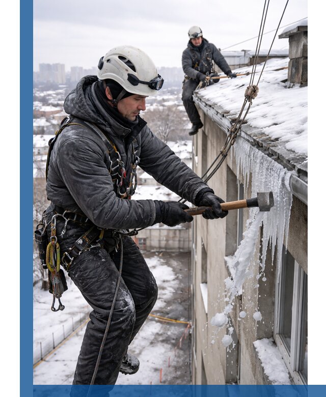 Сбивание и удаление сосулек с крыши в Рассказове безопасно