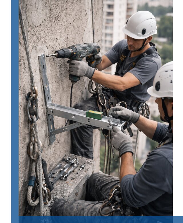 Установка кронштейнов кондиционера и крепежа в Рассказове