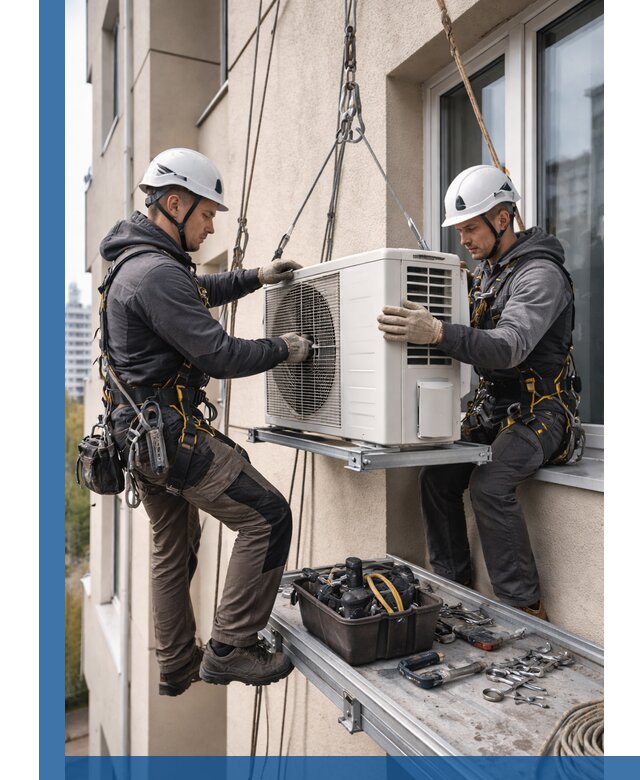 Перенос внешнего блока кондиционера в Рассказове с монтажом и крепежом