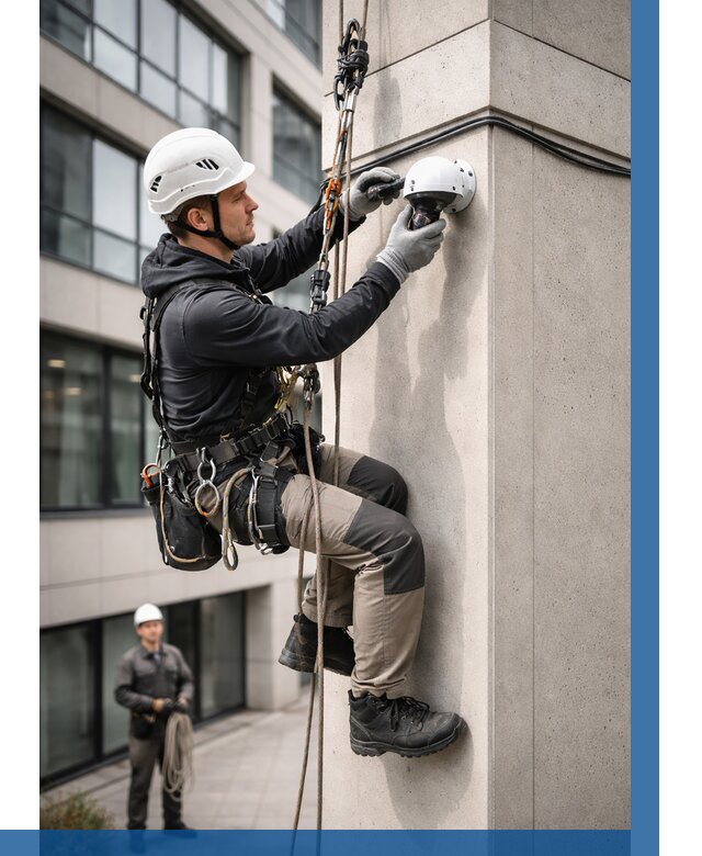 Монтаж камер видеонаблюдения на фасаде в Рассказове от 8683 р.-ВЫСОТНИК-Рсз