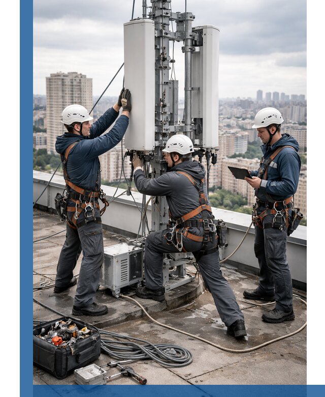 Монтаж антенн связи на крыше в Рассказове с вводом в эксплуатацию