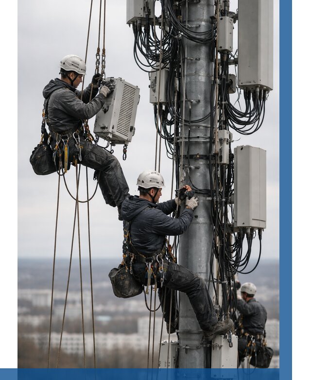 Монтаж оборудования связи на мачте в Рассказове от 7661 р. | ВЫСОТНИК-Рсз