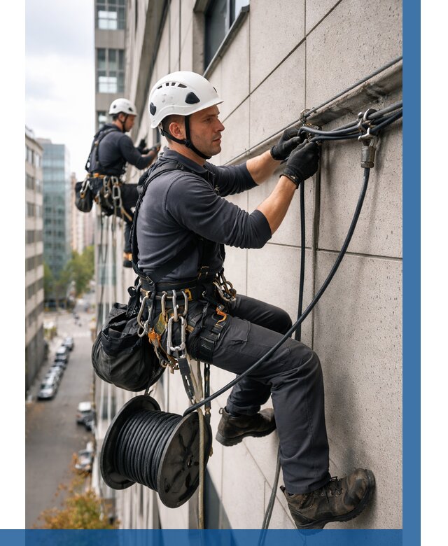 Прокладка кабеля по фасаду в Рассказове от 358 р. | ВЫСОТНИК-Рсз