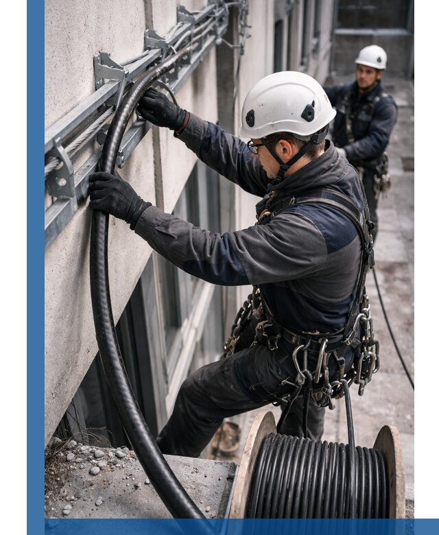 Протяжка кабеля питания на высоте в Рассказове с гарантией безопасности и качества