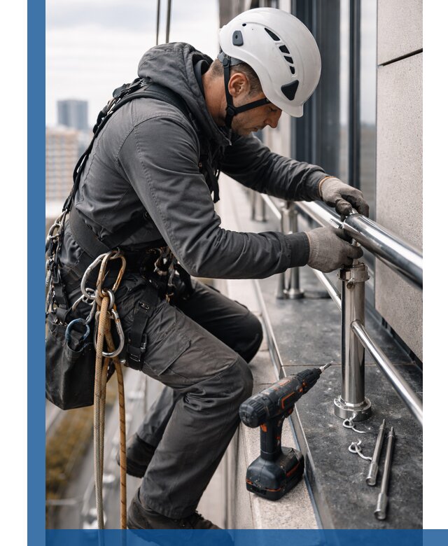 Монтаж ограждений на высоте в Рассказове для зданий и конструкций