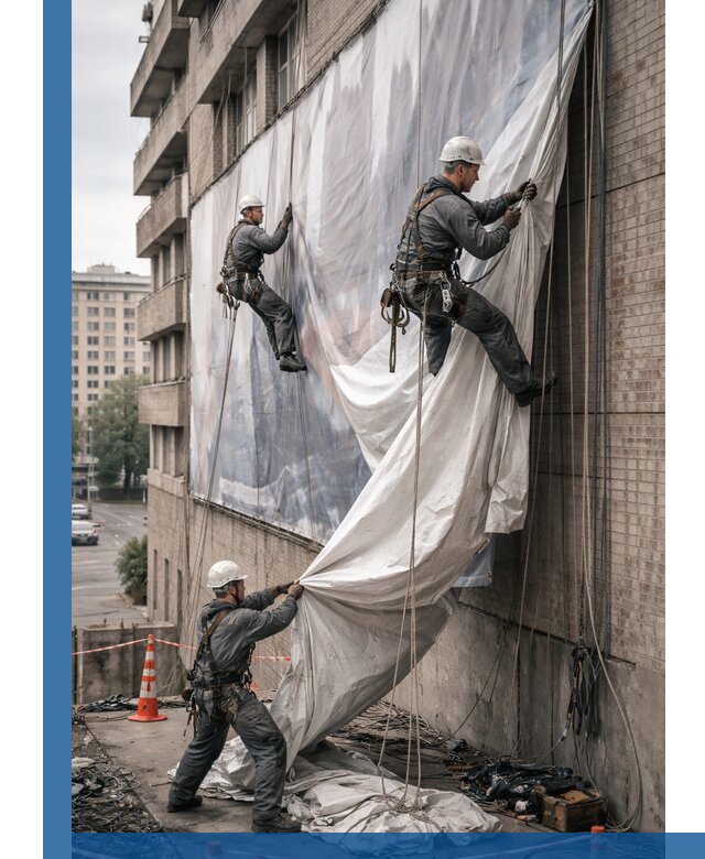 Демонтаж баннеров с фасада в Рассказове оперативно и безопасно