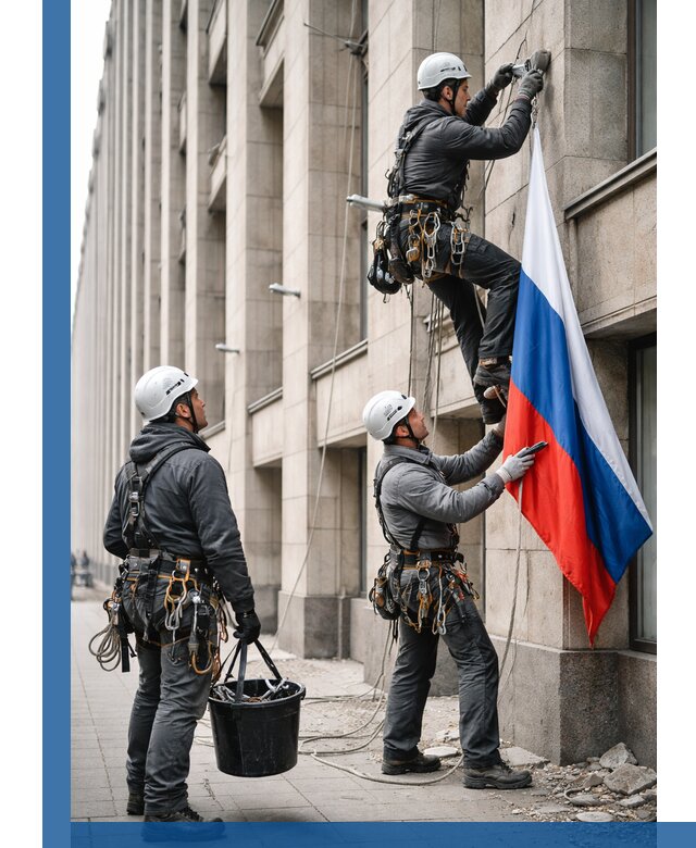 Профессиональная установка флагов на фасаде в Рассказове