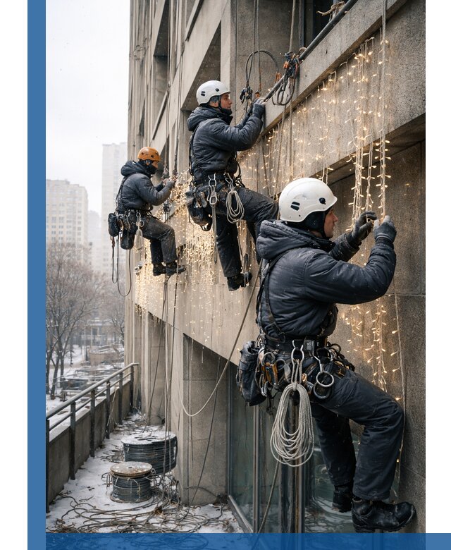 Монтаж новогодней иллюминации и украшение фасадов в Рассказове