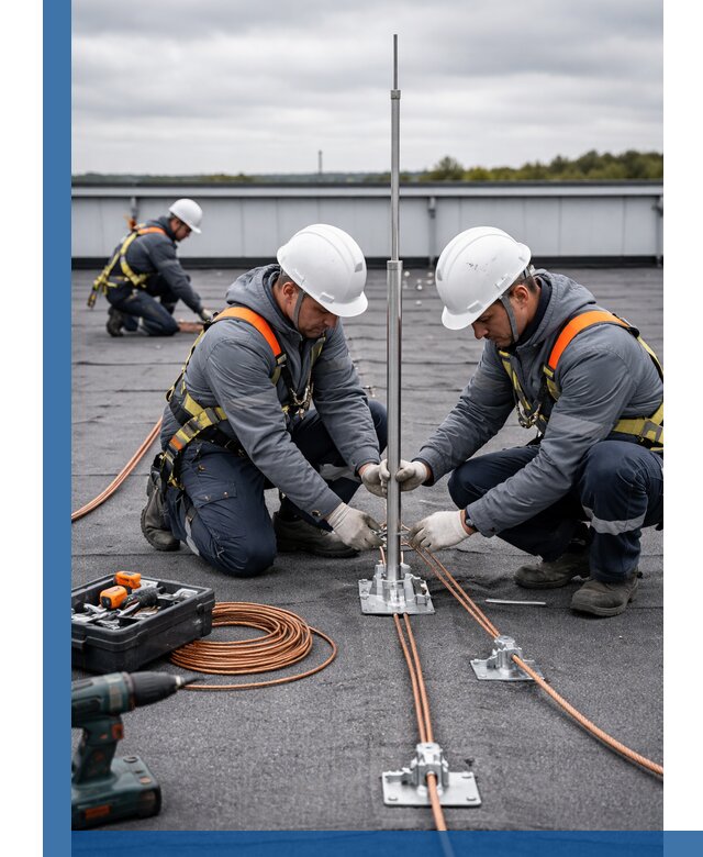 Монтаж молниезащиты на кровле в Рассказове под ключ с гарантией