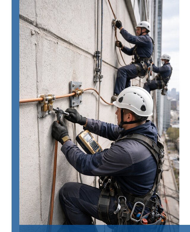 Монтаж системы заземления здания и молниезащиты в Рассказове