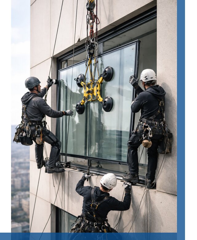 Монтаж стеклопакетов на высоте в Рассказове от 3269 р. | ВЫСОТНИК-Рсз