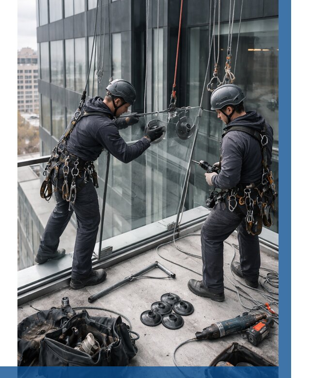 Монтаж стеклянных ограждений в Рассказове от 2554 р. | ВЫСОТНИК-Рсз