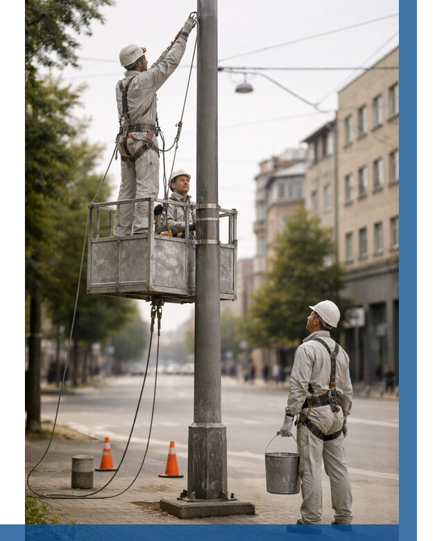 Покраска опор освещения в Рассказове от 5108 р. | ВЫСОТНИК-Рсз