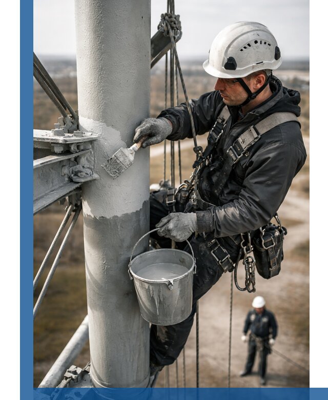 Покраска мачт связи в Рассказове промышленными альпинистами