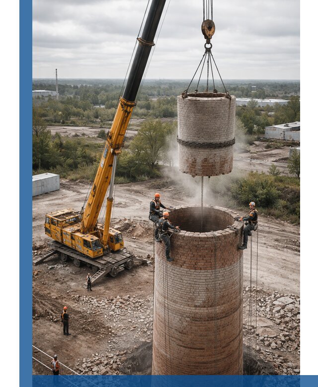 Демонтаж дымовой трубы в Рассказове с гарантиями безопасности