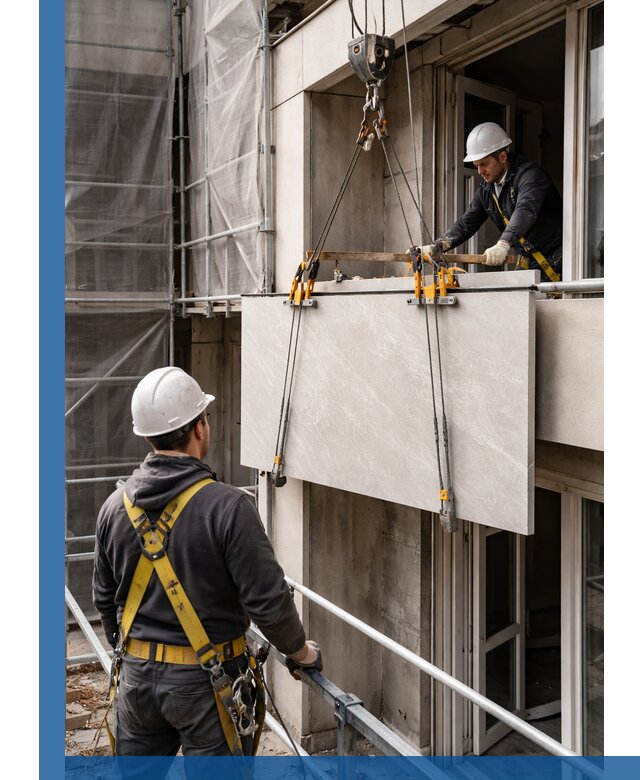 Подъем керамогранита на этаж в Рассказове грузчиками и техникой