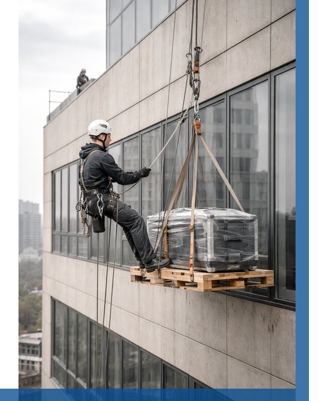 Спуск груза по фасаду в Рассказове от 3575 р. | ВЫСОТНИК-Рсз