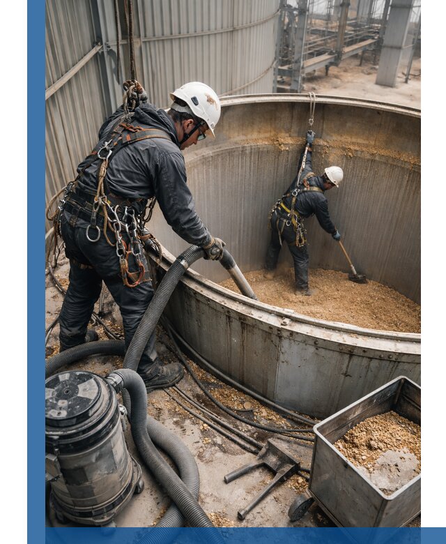 Профессиональная чистка зерновых бункеров в Рассказове с выездом