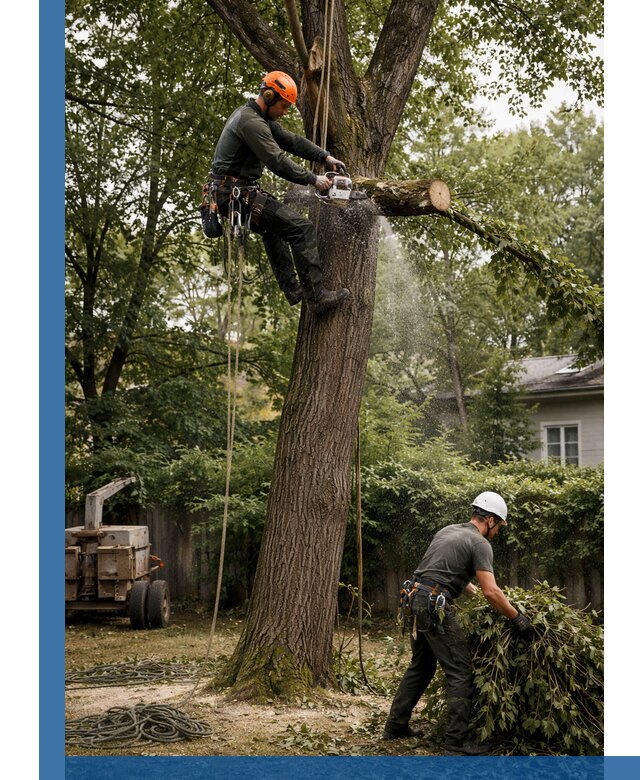 Кронирование деревьев в Рассказове, безопасная высотная обрезка