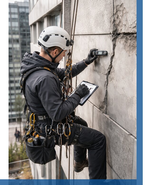 Обследование фасада альпинистами в Рассказове от 123 р. | ВЫСОТНИК-Рсз