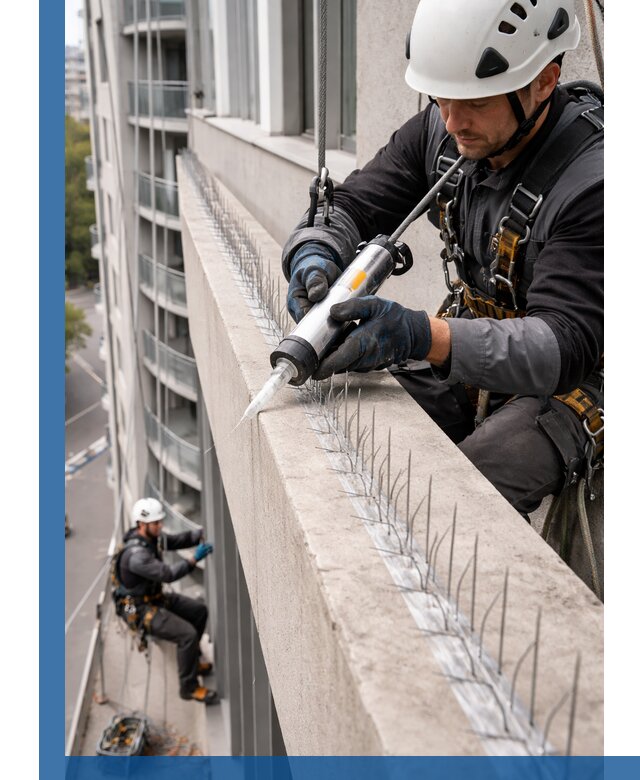 Установка шипов от птиц на фасадах и кровлях в Рассказове